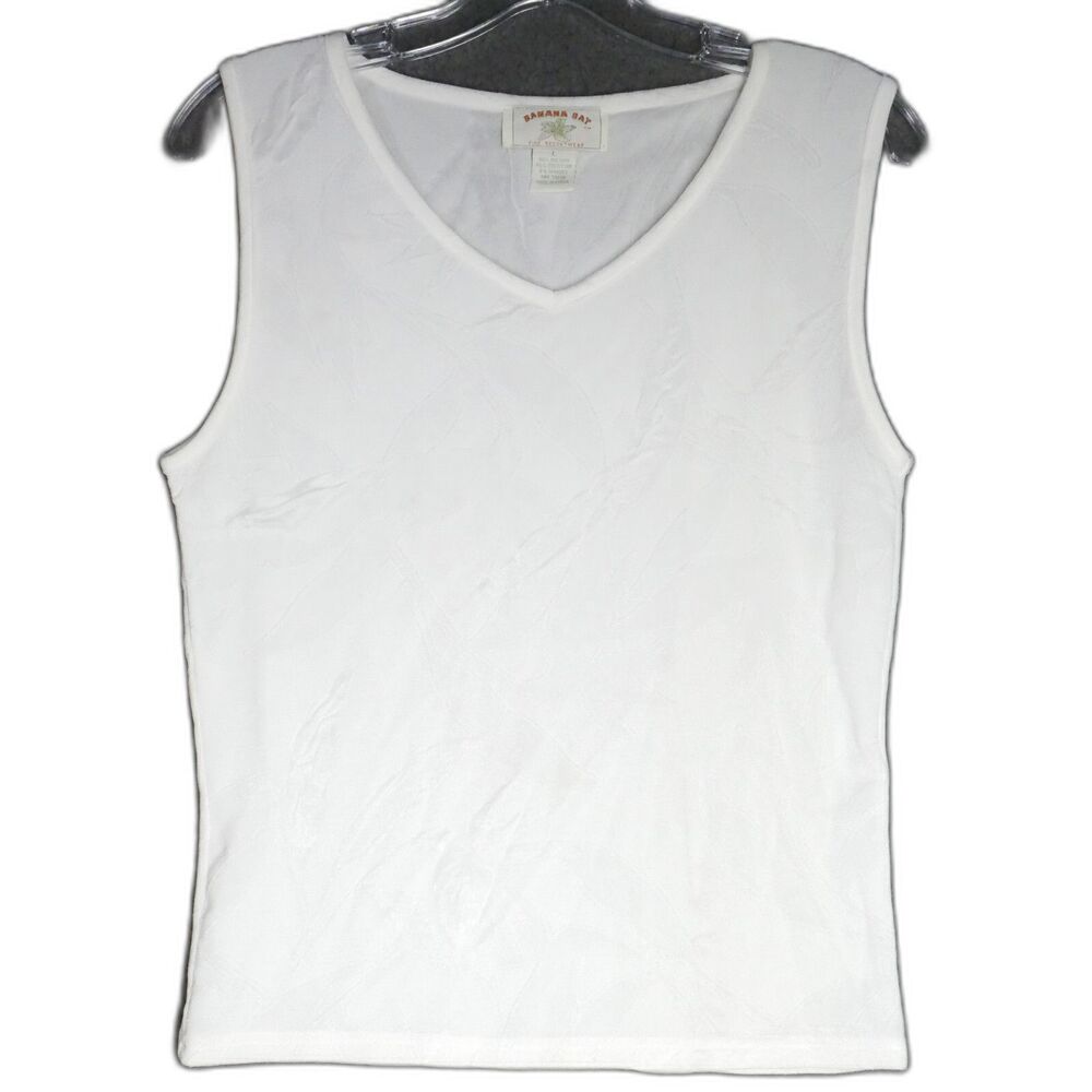 Banana Bay Fine Resort Wear Women’s Size L White Tank Top Textured Fabric